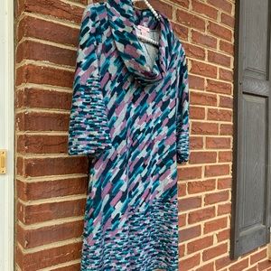 Cowl neck dress.